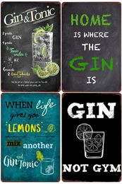 Gin Recipe Vintage Metal Tin Signs Negroni Martini Cocktail Poster Pub Bar Party Wall Decor Gintleman Funny Plaque 20cmx30cm Woo