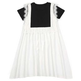 Girl's 2022 New Teen Girls Summer Dress Chiffon Skirt and Cotton Top Kids Patchwork Dresses Lace with Lining Children Clothes #6225 0131