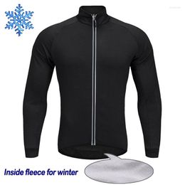 Racing Jackets Thermal Cycling Jersey Bicycle Long Shirt Bike Sports Wear Winter Warm Coat Clothing Sleeve Motocross Mountain Jacket Black
