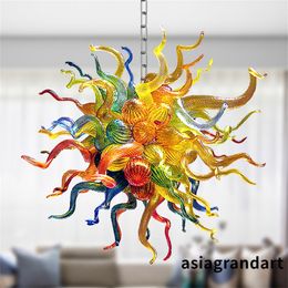 100% Mouth Blown Glass Chandelier Modern Pendant Lamps D27.5 Inches CE UL Borosilicate Murano Style Glass Art Small Glass Pendant Light Fixture Chandeliers LR401