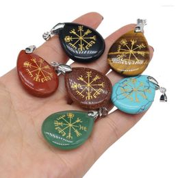 Pendant Necklaces 2023 Reiki Healing Gem Natural Stone Lapis Lazuli Drop Shape Carved Amulet Charms For Jewellery Making DIY Necklace