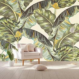 Wallpapers Jungle Leaf Wallpaper Banana Wall Mural Vintage Tropical Leaves Paper Printed Home Decor Cafe Furniture Film