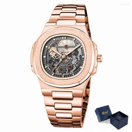 Wristwatches Luxury Mechanical Watches For Men Machinery Skeleton Tourbillon Automatic Mens Business Wristwatch Clock Waterproof Reloj