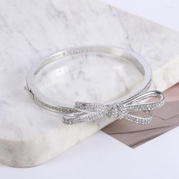 Bangle Sparkling Zircon Sweet Bow Bracelet For Women Lovely Cuff