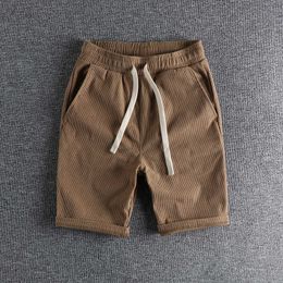 Men's Shorts Summer Men Waffle Shorts Fashion Comfortable Elastic Waist Solid Colour Casual Loose Versatile Sport Half Length Short Pants G230131