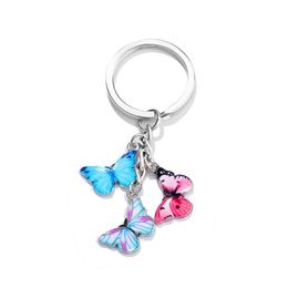 Key Rings Colorf Enamel Butterfly Keychain Chain Ring Holder Charm Insects Car Women Bag Accessories Jewellery Drop Delivery Otke0