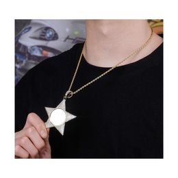 Pendant Necklaces Hip Hop Necklace Luxury Bling Zircon Customized P O Fashion 18K Gold Rhodium Plated Copper Star Men Women 3489 Q2 Dh9Jh