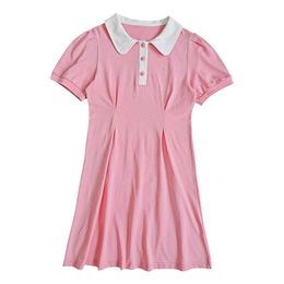 Girl's es Girls Polo Collar Summer New Children Waist-Tight Dress Kids College Style Casual Clothes #7217
