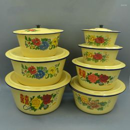 Bowls Old Enamel Basin With Lid Seasoning Powder Bowl Filling Soup