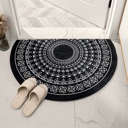 Carpet Nordic Semicircle Entrance Door Mat Geometry Bohemia Bathmat Soft Non-Slip Welcome Floor Mats White Black Graphics Rug Bedroom 230131