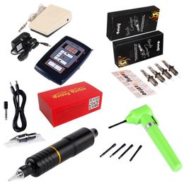 Tattoo Guns Kits Hybrid Rotary Pen Kit Cartridge Needles Power Supply Ink Mixer EM108Kit20