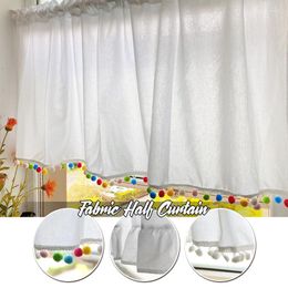 Curtain American Country Style Short Bookcase Dustproof Simple Tassel Lotus Leaf Yarn Half For Bar Kitchen Cabinet Door