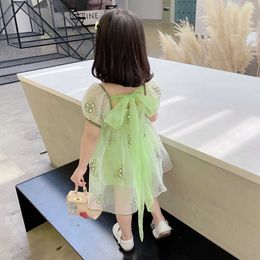 Girl's Children's For Girls Summer Clothes Toddler es Embroidered Flower Tulle 2 6 7 Yrs Ribbon Princess Dress