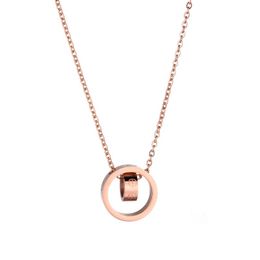 Pendant Necklaces Japanese And Korean Titanium Steel Necklace Ladies Non-fading Wild Rose Gold Clavicle Chain Jewellery Stainless