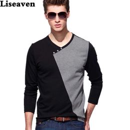 Men's T-Shirts Liseaven Fashion New Mens Casual Shirts Long Sleeve Contrast Color Men's T-Shirt Tops Tee for Men Clothing Y2302