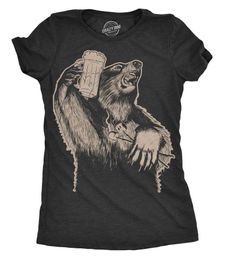 Women's T Shirts Camping Bear Shirt Vacation Women Grizzly Beer Tee Party Gift For Mom Cool Funny TShirt