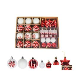 Party Decoration 28Pcs Red White Christmas Balls Ornaments Tree Pendant Navidad Year 2022 Xmas Decor For Home Atmosphere Drop Delive Dhty5