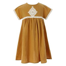 Girl's 2 To 16 Years 2022 New Summer Kids Dresses for Girls Teen Cotton Linen Dress Mommy and Me Clothes Children Embroidery #6049 0131