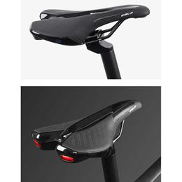 Saddles Mountain Bike Saddle Breathable Soft Bicycle Shock Absorbing Seat Cushion with Warning Taillight Cycling Accessories 0131