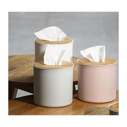 Tissue Boxes Napkins Papers Holder For Home Acrylic Box Round Plastic Paper Rack Bamboo Roll Napkin Tray Office Table Accessories Dhiqo