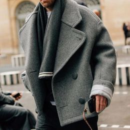 Men's Wool Blends Winter en Jacket Men Casual Slim Fit Trench Overcoat Thick Warm Coat Windbreaker Solid Colour Male Outerwear 230201