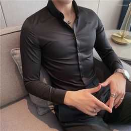 Men's Casual Shirts 2023 Spring Fashion Shirt Men Super Slim Fit Male Social Business Dress Top Brand Fitness Sports Cloth