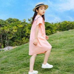 Girl's 6 To 14 Years Kids Casual Dresses Baby Children Summer Clothes New Teen Simple Dress Cute Comfortable #6290