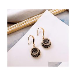 Dangle Chandelier Fashion Jewelry Geometry Circle Black Diamond Earring Women Elegant Earrings Drop Delivery Dhmdb