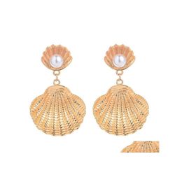 Stud Europe Fashion Jewelry Womens Shell Pattern Earring Lady Faux Pearl Earrings Drop Delivery Dhpum