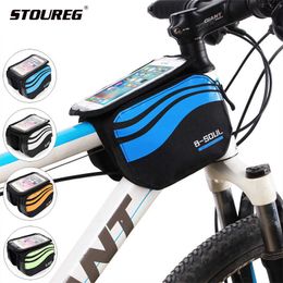 Panniers s Touch Screen Phone MTB Road Bike Cycling Mobile Cycle Front 5.7 inch Cellphone Bag Bicycle Accessories 0201