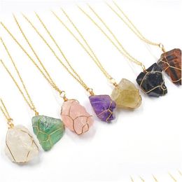 Pendant Necklaces Irregar Crystal Quartz Stone Reiki Healing Crystals Chakra Necklace For Women Jewelry Drop Delivery Pendant Dhgarden Dhjdz