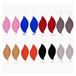 Charm Arrival Leather Leaf Earrings Fashionable Lightweight Feather Dangle For Women Girls Bohemia Statement Earring Drop Delivery Je Otejf