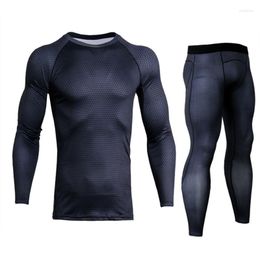 Men's T Shirts 2PCS Bodybuilding Sets (Shirt Leggings) Compression Tee Shirt Wear Fitness Clothing Sweatpants Rash Guard Many Colors