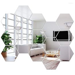 Wall Stickers YO-Acrylic Hexagonal Mirror Sticker Self-Adhesive Tiles Suitable For Family Bedroom And Living Room Decoration