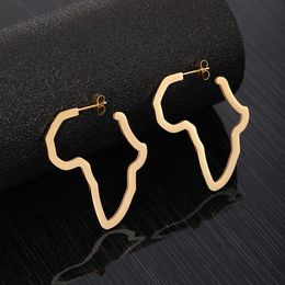 Hoop Earrings & Huggie Temperament Fashion Exaggerated Hollow Africa Map Metal Oversized EarringsHoop