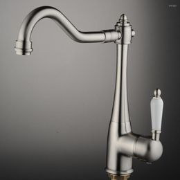 Kitchen Faucets BECOLA Brushed Nickle Faucet Swivel Sink Mixer Brass And Cold Water Tap G-8054