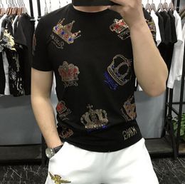 Men's T Shirts European Style Drill Fit Short Sleeve T-shirt Fashion Cool Bottoming Top 2023 Summer