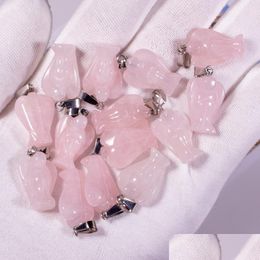 Charms Chakra Natural Stone Charm Rose Quartz Crystal Angel Pendants Chakras Gem Fit Earrings Necklace Making Assorted Drop Dhgarden Dhlv0