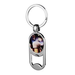 Keychains Lanyards Diy Bottle Opener Sublimation Blank Thermal Transter Oval Round Keychain Po Frame Keyring Sier Plated Car Key R Dhyeu