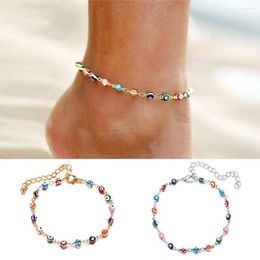 Anklets Fashion Colorful Turkish Eye Ladies Anklet Charm Golden Beads Pendant Barefoot Sandals Foot Jewelry Accessories