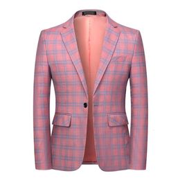 Abiti da uomo Blazer Fashion Spring e Autumn Casual Men Plaid Cotton Slim England Abito Blaser Masculino Male Giacca S6XL 230131