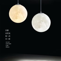 Pendant Lamps Moon 3D Printed White Lights Nordic Minimalist Balcony Aisle Children's Room Bedroom Spherical Hanging FixturesPendant