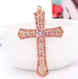 Fashion Creative Diamond Cross Keychain Wholesale Metal Automobile Hanging Ornament Small Gift