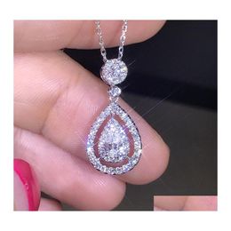 Pendant Necklaces Fashion Jewelry Water Drop Dangle Necklace Crystal Rhinstone Delivery Pendants Dhmlq