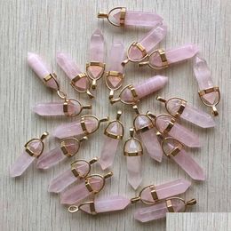 Charms Natural Stone Rose Quartz Shape Point Chakra Pendants For Jewelry Making Wholesale Handmade Craft Drop Delivery Findin Dhgarden Dhnur