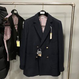 Men's Wool Blends Fashion Luxury Brand Windbreaker Men Casual Coat Long Winter en TB Thick Double Breasted Jacket Clothing 230201