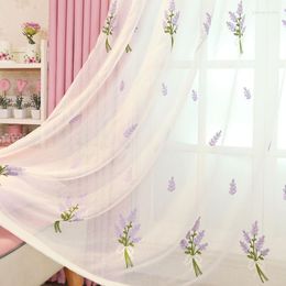 Curtain Modern Curtains For Living DiningRoom Bedroom Simple Sweet Pink Purple Lavender Embroidery CurtainFinished Product Customization