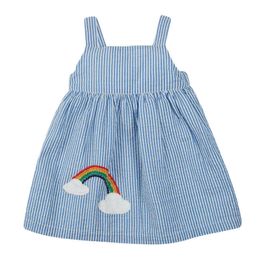 Girl's es Little maven 2023 Summer New Fashion Baby Girls Lovely Children Casual Clothes Rainbow Slip Dress Cotton for Kids 0131