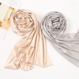 Ethnic Clothing Women Hijabs Muslim Ladies Pure Pearl Satin Imitation European American Fashion Monochrome Scarf America Selling HeadScarf