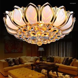 Ceiling Lights Gold Roundles Cornucopia Living Room LED Crystal Lamp Bedroom Upscale Atmosphere Lotus Restaurant AC90-260V